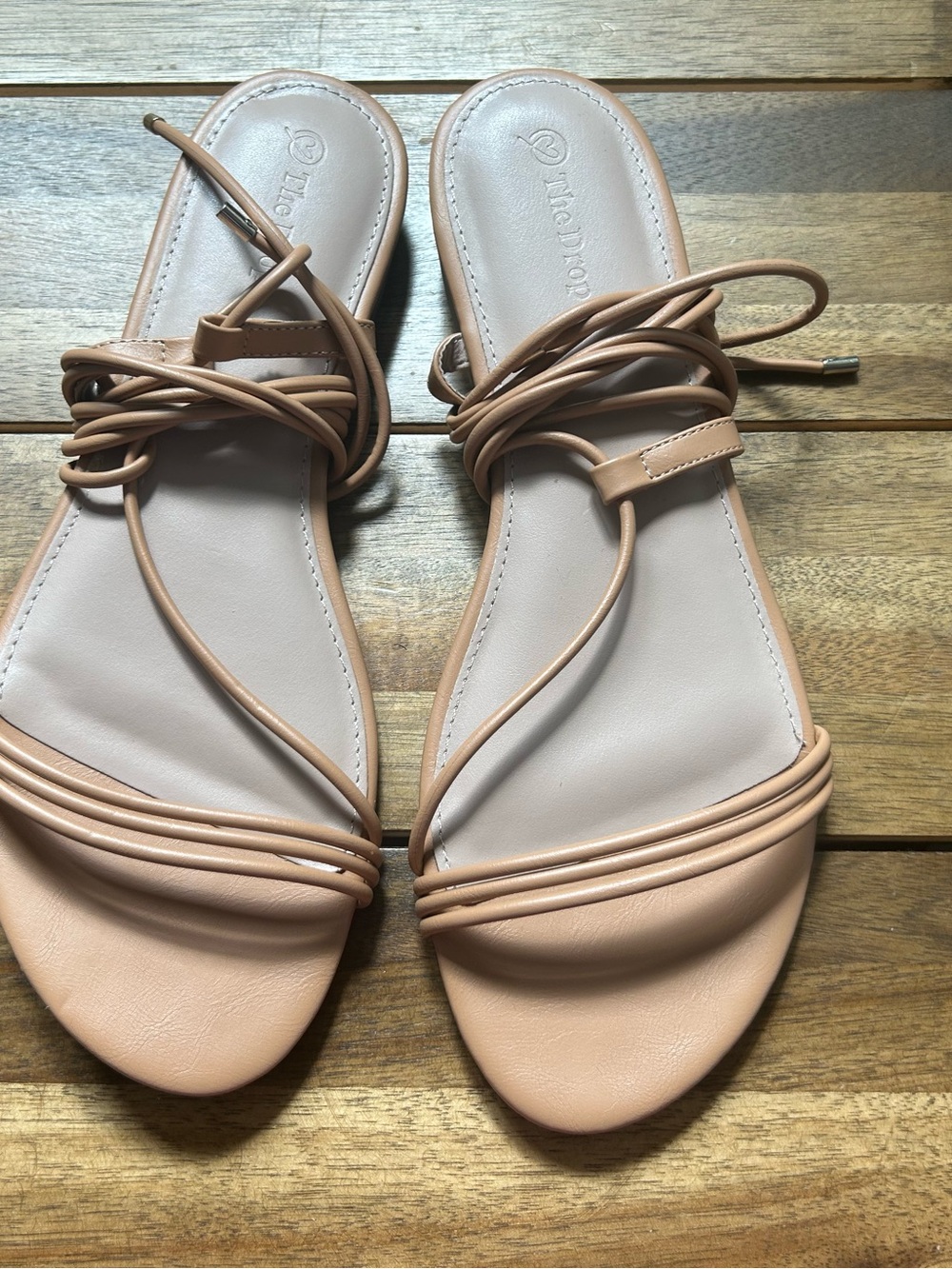 Lace-Up Slide Sandals in Light Nude